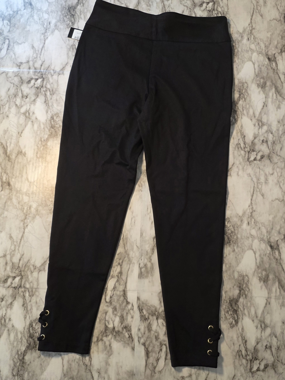 LC By Laura Cruz Stretch Ponte Pants with Ankle Gold Gromet Design Size L